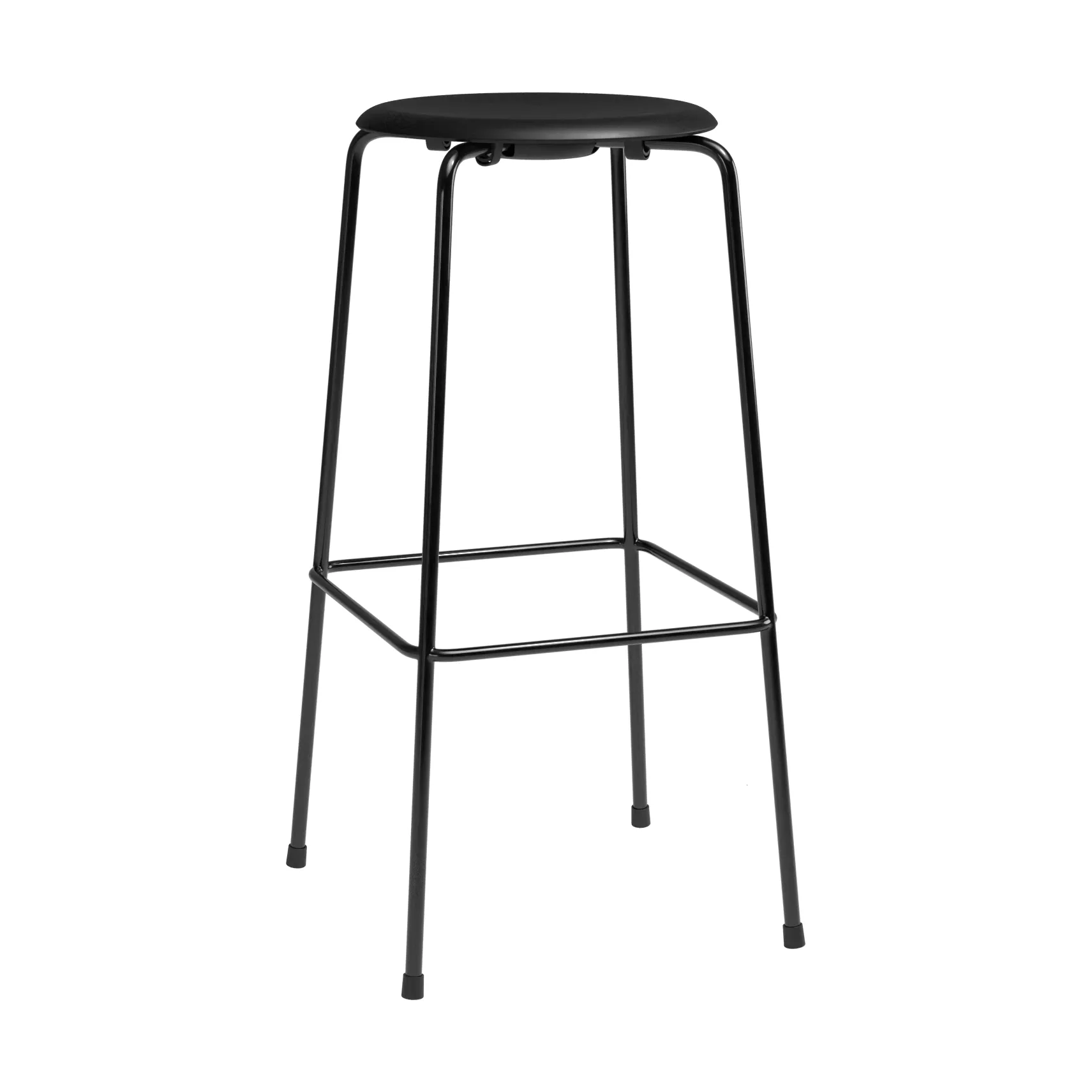 Tabouret de bar High Dot, Intense cuir noir-acier noir Fritz Hansen