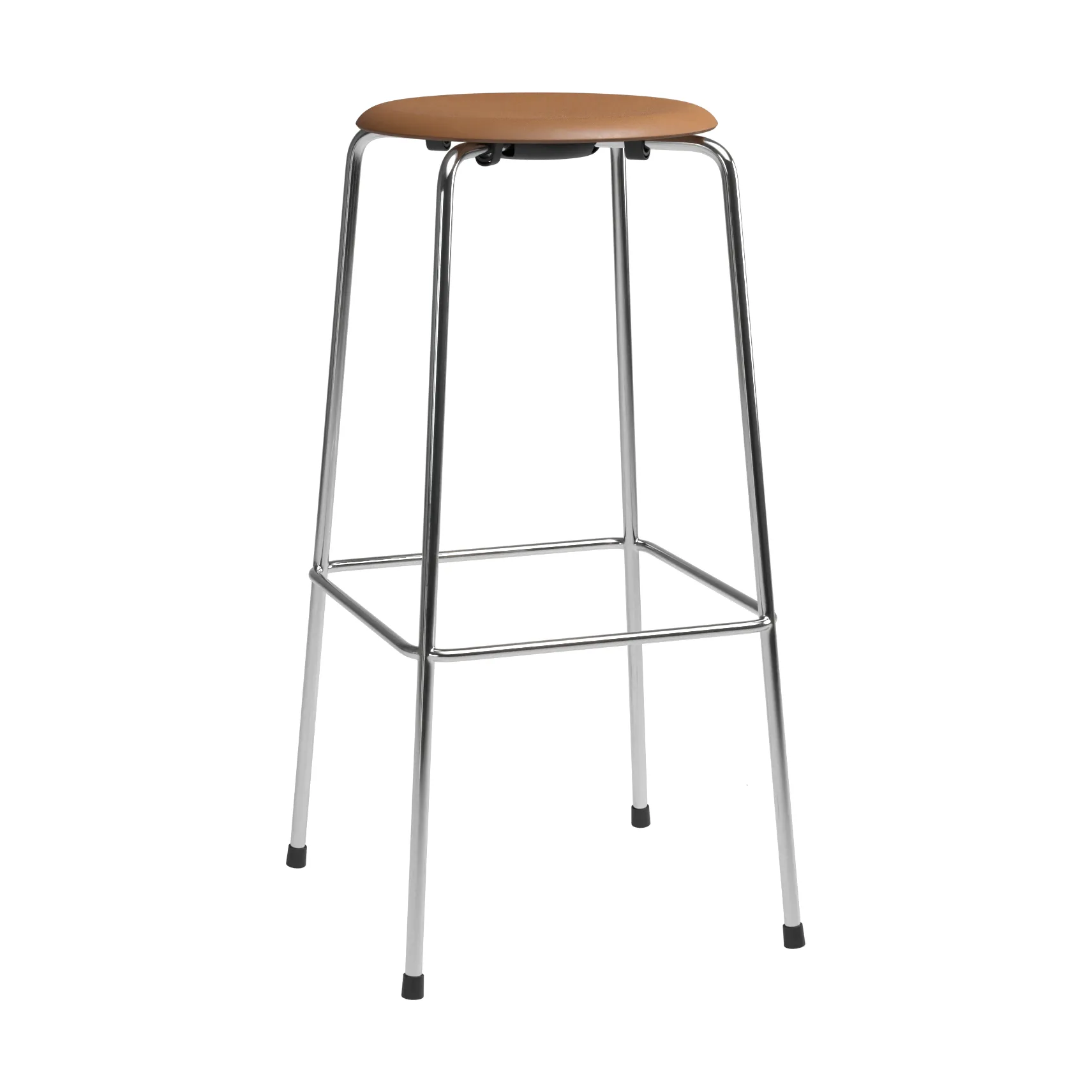 Tabouret de bar High Dot, Wild cuir walnut-chrome Fritz Hansen