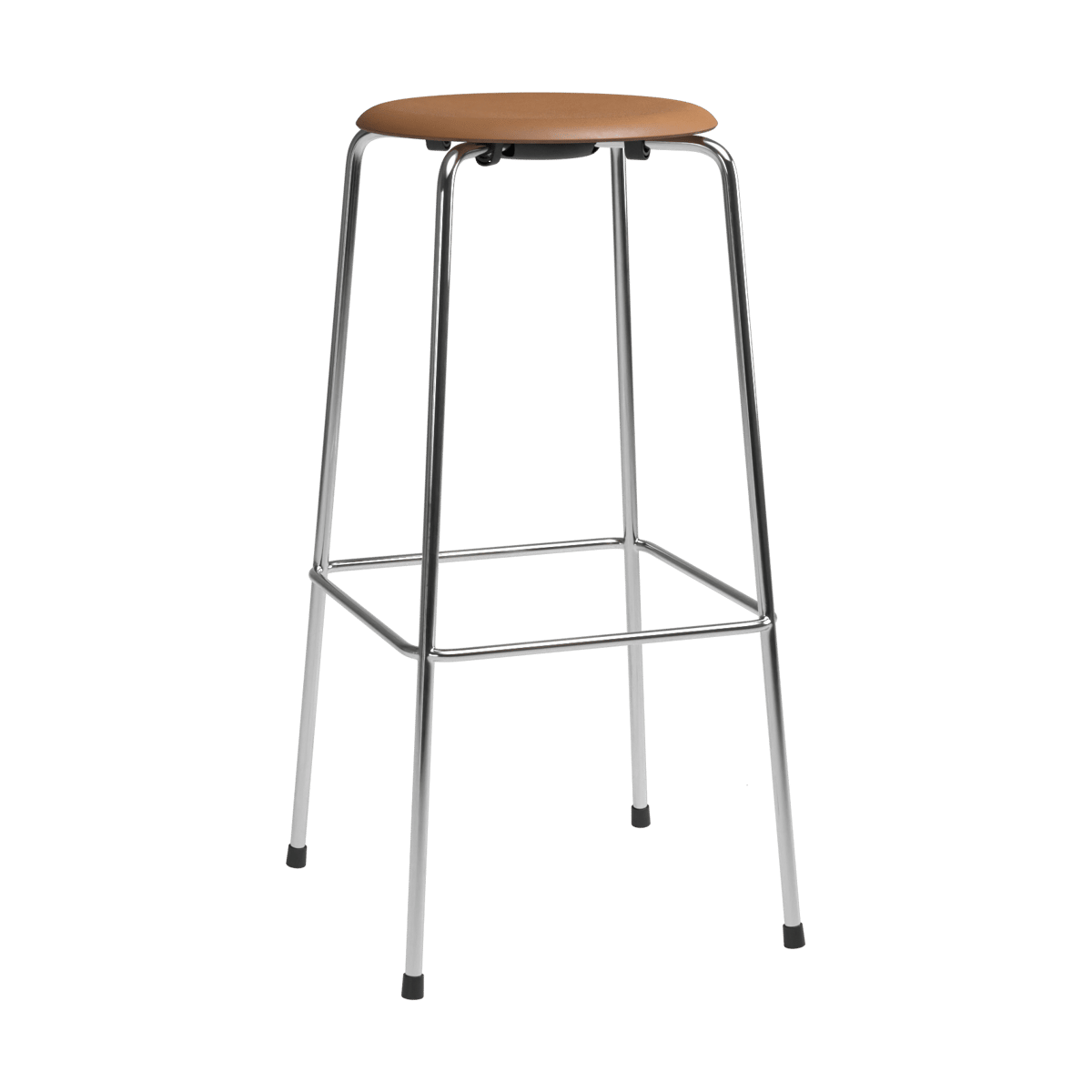 fritz hansen tabouret de bar high dot wild cuir walnut-chrome