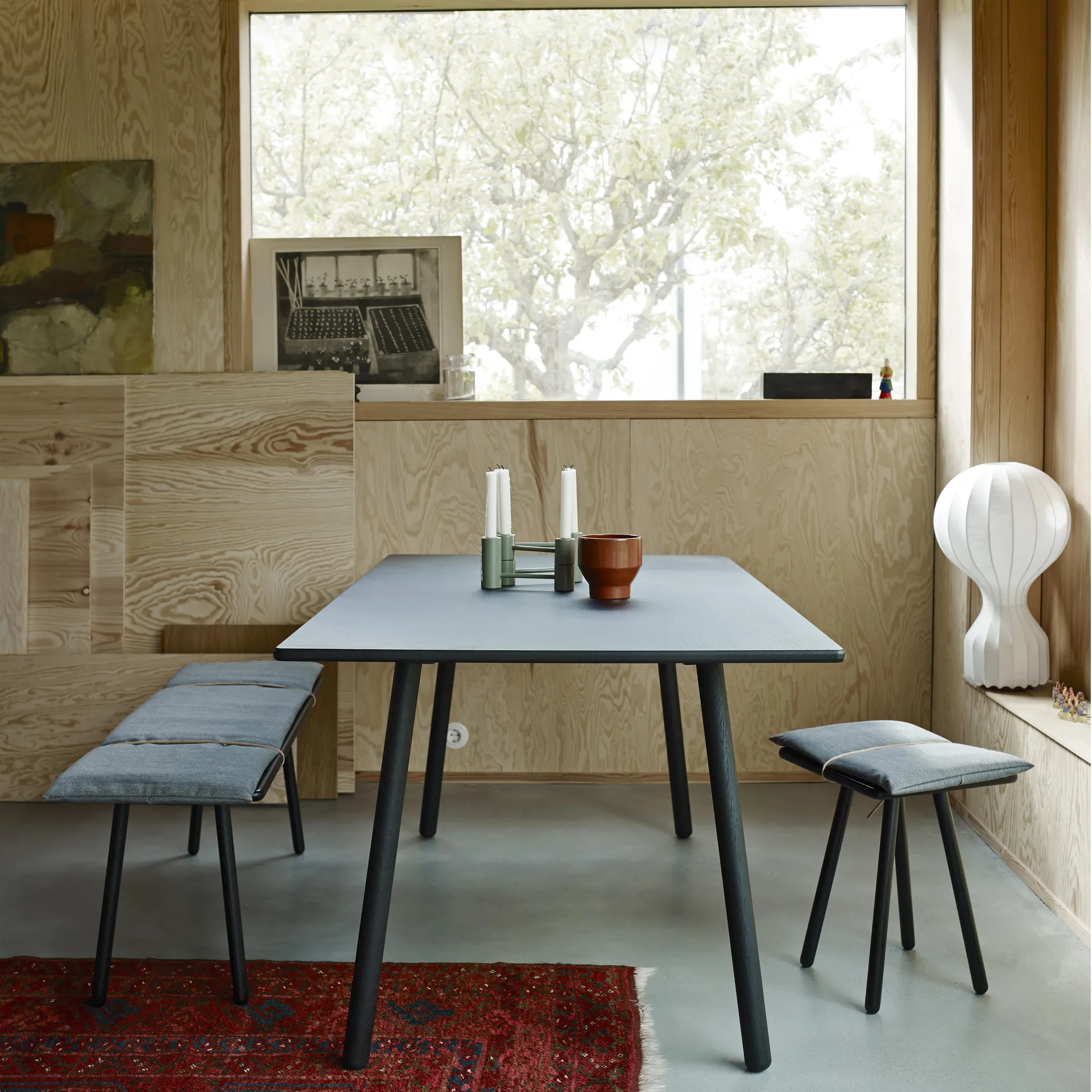 Tabouret Georg, chêne laqué noir Fritz Hansen