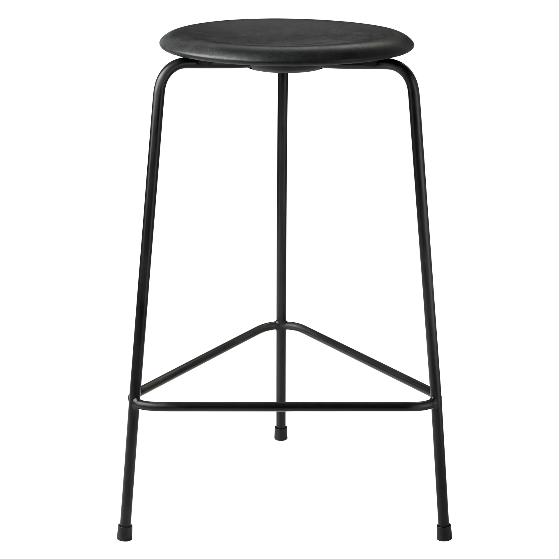 Tabouret haut en cuir Dot, Noir cow-boy Fritz Hansen
