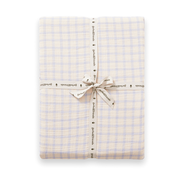 Garbo&Friends Drap-housse Gingham Sky Blue Muslin 160x200x30 cm