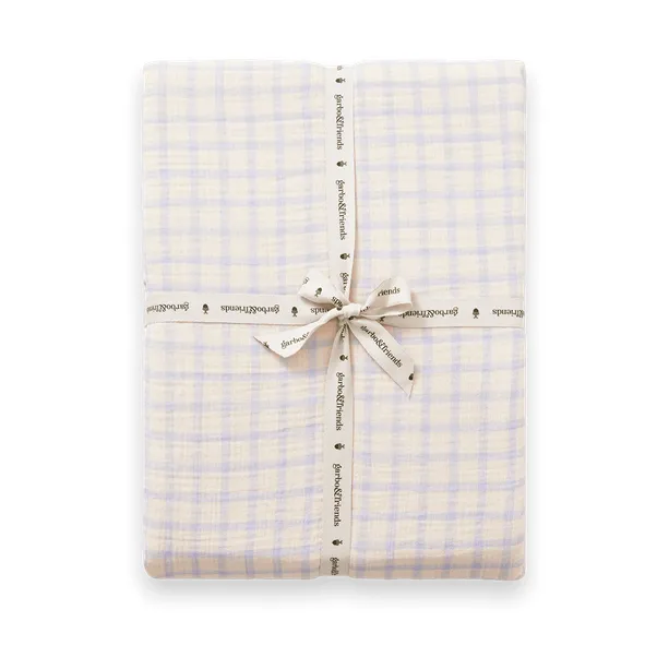Drap-housse Gingham Sky Blue Muslin, 180x200x30 cm Garbo&Friends