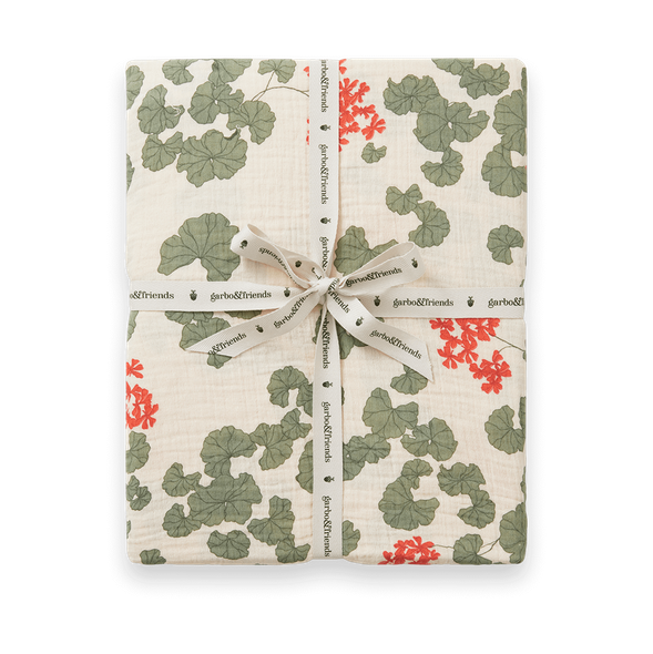 Garbo&Friends Drap-housse Pelargonium Muslin 160x200x30 cm
