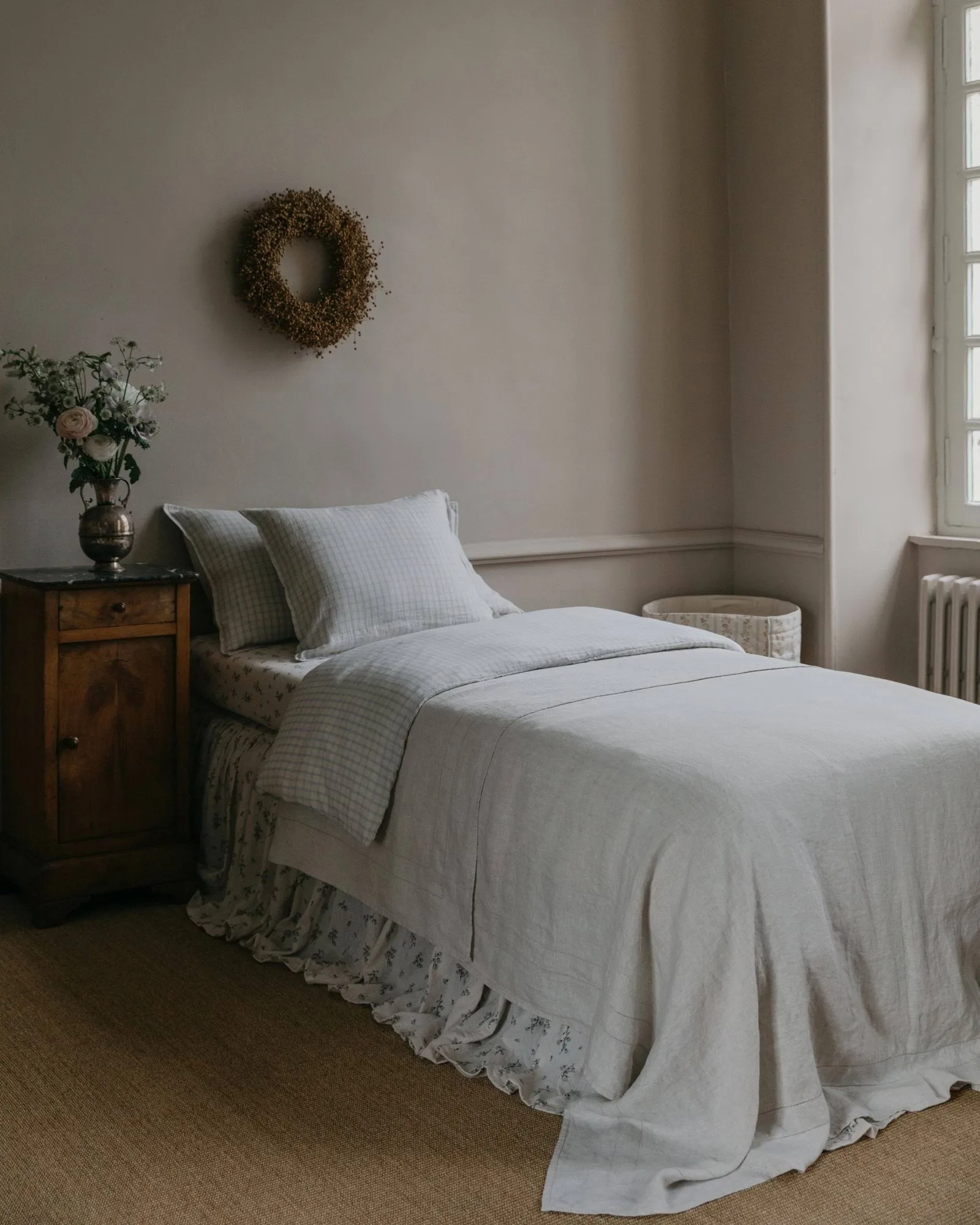 Gingham Sky Blue housse de couette en mousseline, 150x210 cm Garbo&Friends