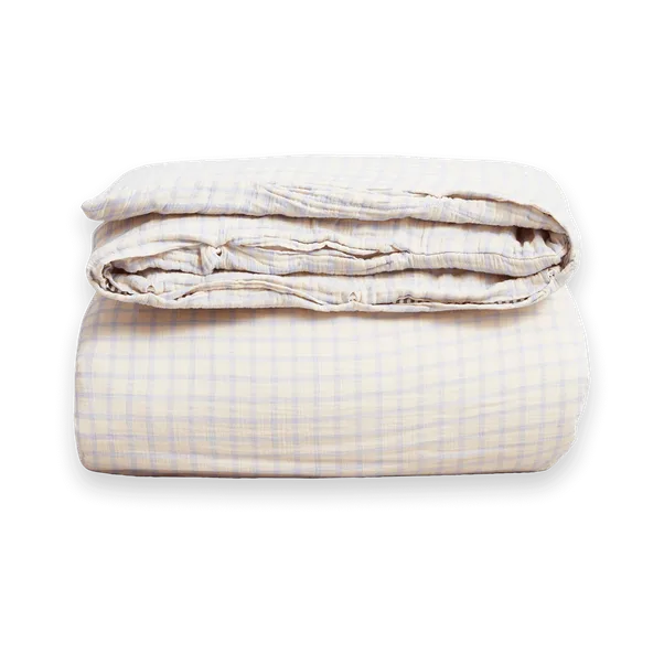 Garbo&Friends Housse de couette Gingham Sky Blue Muslin double cm