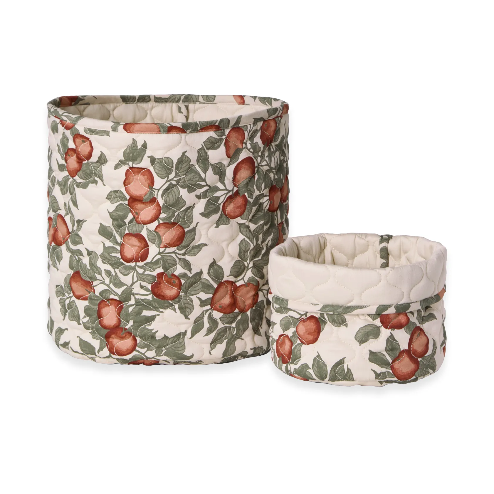 Panier matelassé en satin Pomme, 2 pièces, 20xØ20 cm + 30xØ30 cm Garbo&Friends