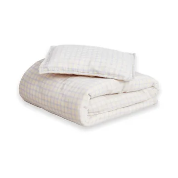 Parure de lit junior Gingham Sky Blue Muslin - 100x130 cm/35x55 cm - Garbo&Friends