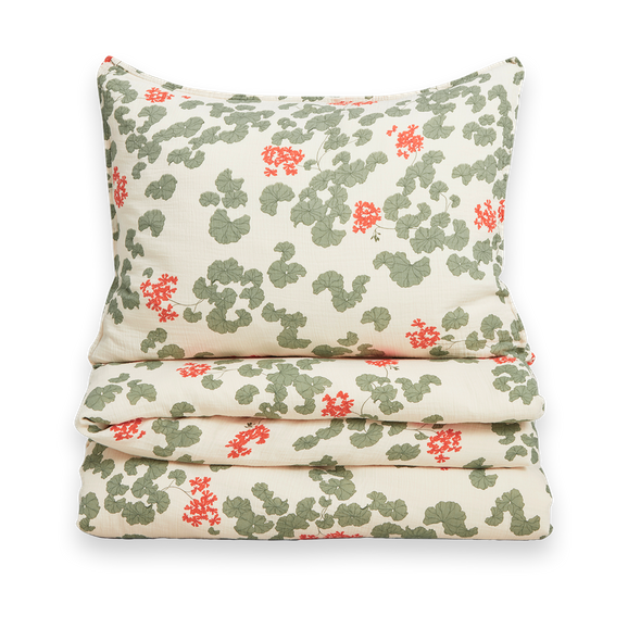 Garbo&Friends Parure de lit Pelargonium Muslin 150x210 cm/50x60 cm