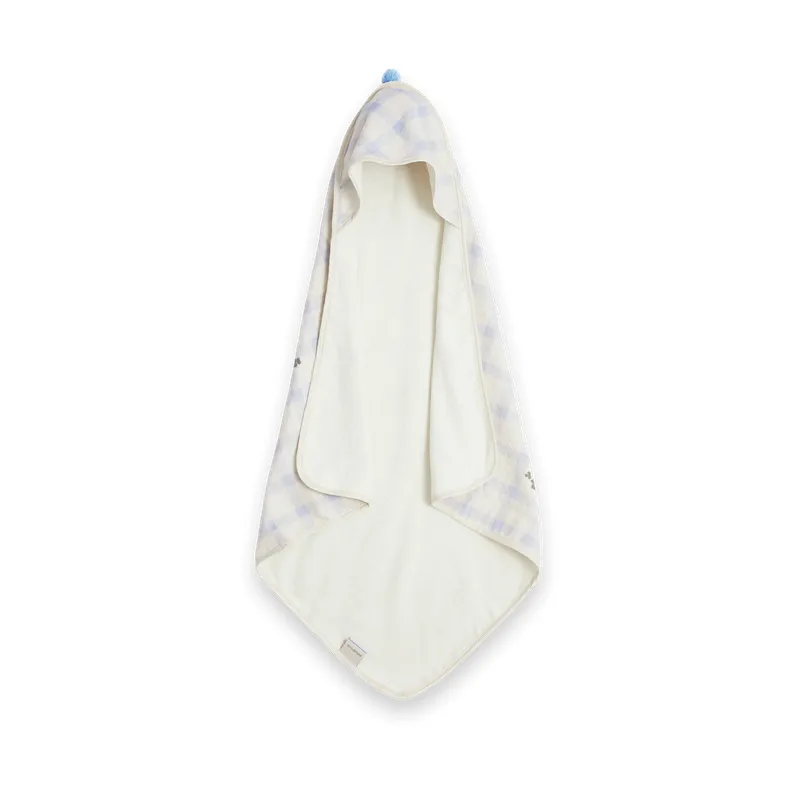 Serviette à capuche Gingham Sorrel Blue Terry, 80x80 cm Garbo&Friends