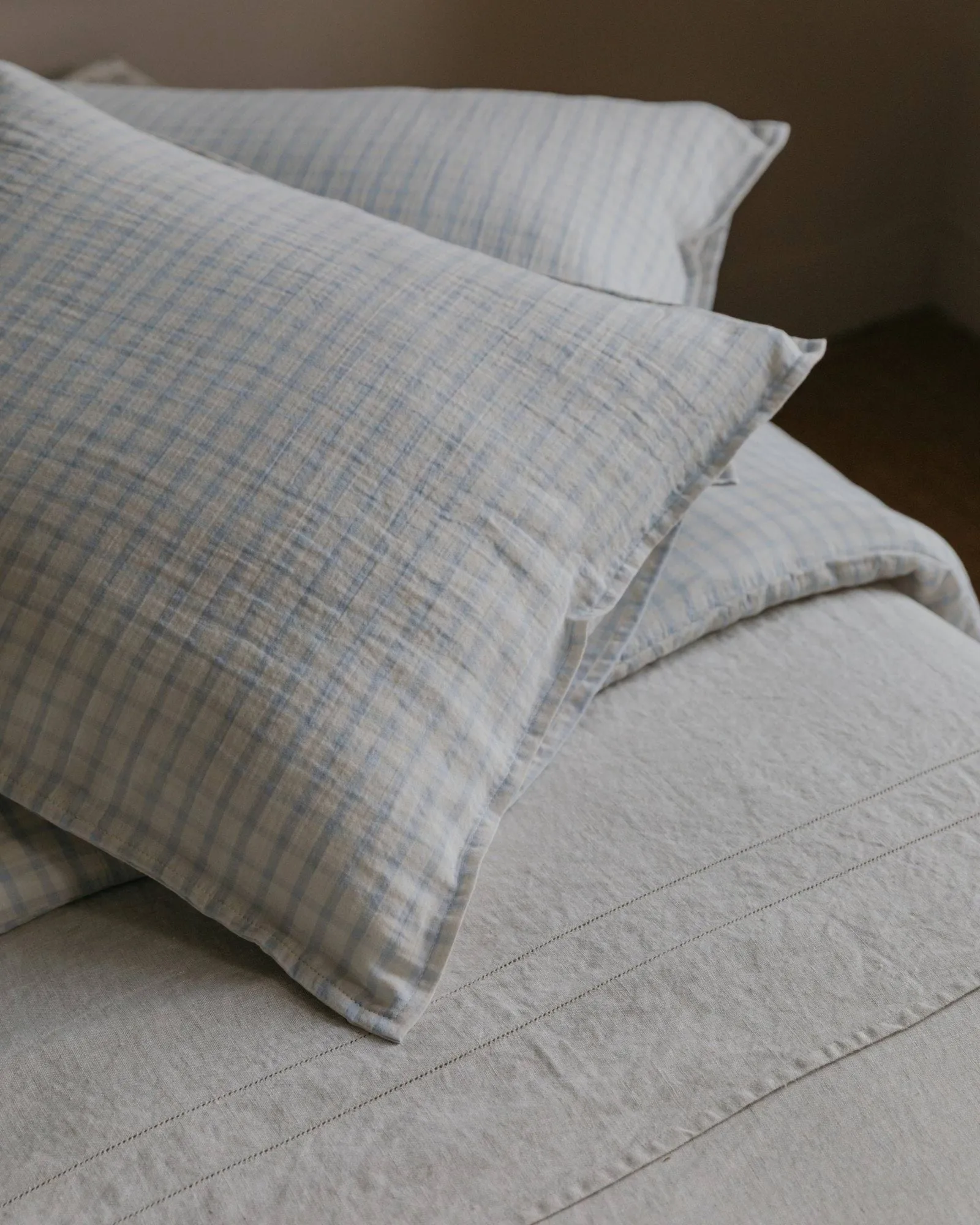 Taie d’oreiller en mousseline Gingham Sky Blue, Sky 50x60 cm Garbo&Friends