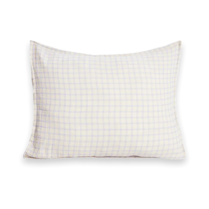 Taie d'oreiller Gingham Sky Blue Muslin, 50x60 cm Garbo&Friends
