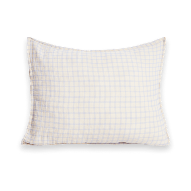 Garbo&Friends Taie d'oreiller Gingham Sky Blue Muslin 50x60 cm