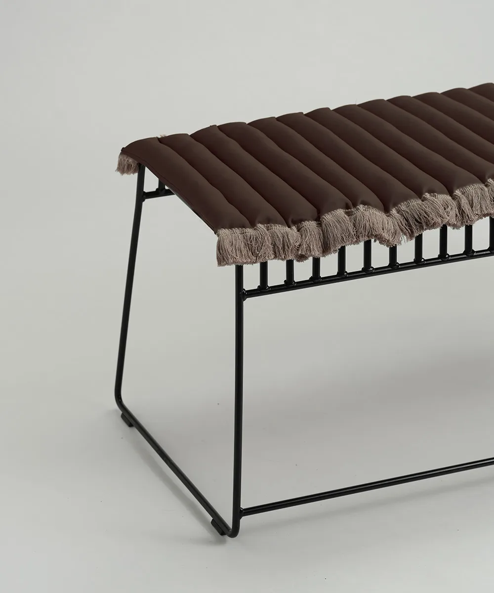 Coussin de siège Garden Glory à franges, Marron, frange beige, 38x120 cm Garden Glory