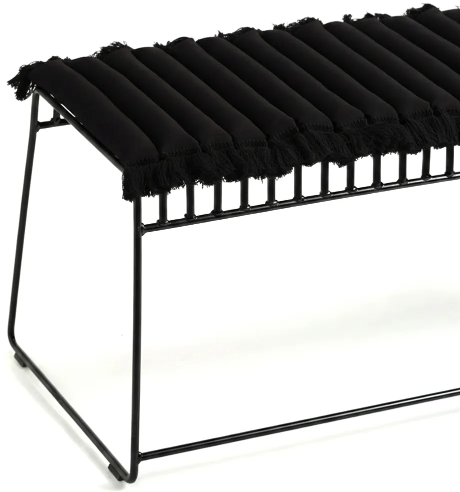 Coussin de siège Garden Glory à franges, Noir, frange noire, 38x120 cm Garden Glory