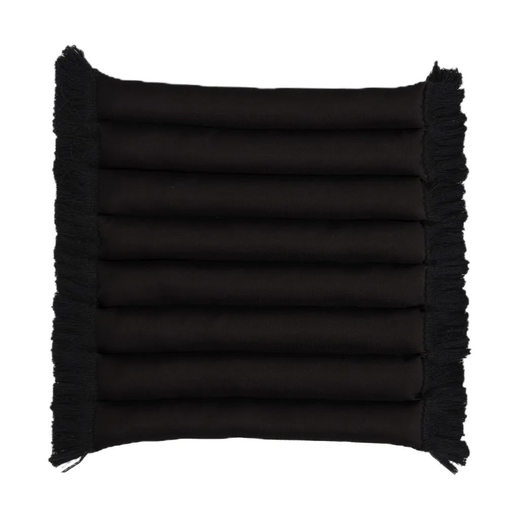 Coussin de siège Garden Glory à franges, Noir, frange noire, 38x40 cm Garden Glory
