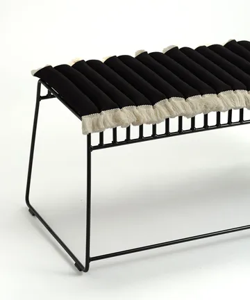 Coussin de siège Garden Glory à franges - Noir, frange offwhite, 38x120 cm - Garden Glory