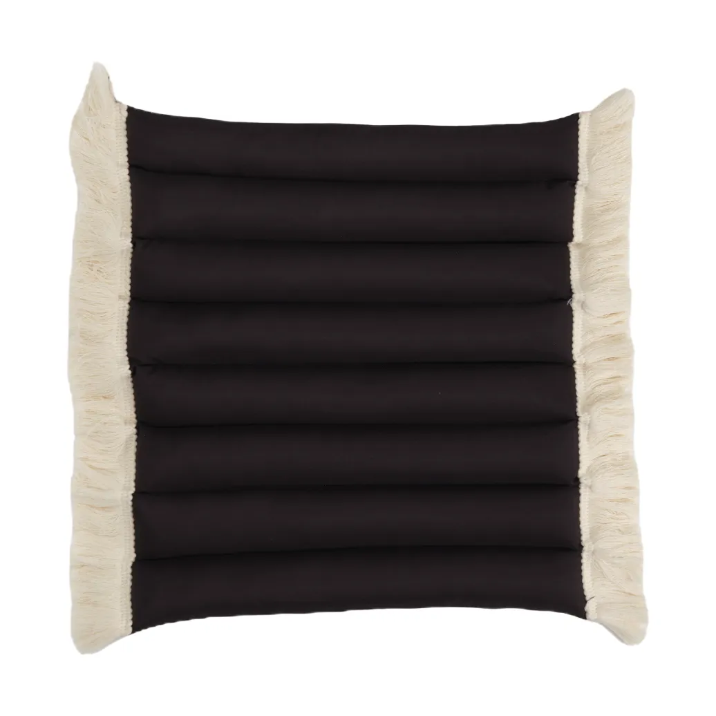 Coussin de siège Garden Glory à franges, Noir, frange offwhite, 38x40 cm Garden Glory