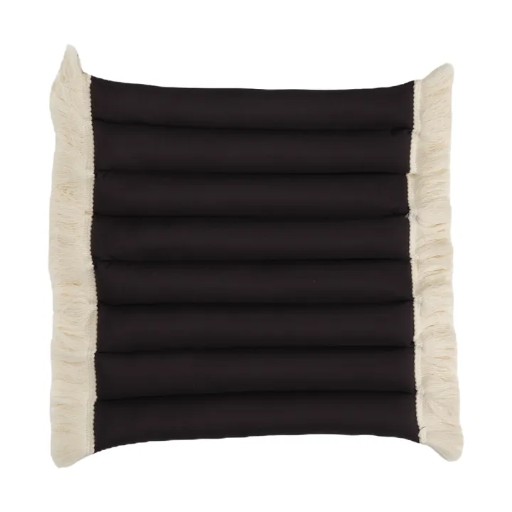 Coussin de siège Garden Glory à franges - Noir, frange offwhite, 38x40 cm - Garden Glory