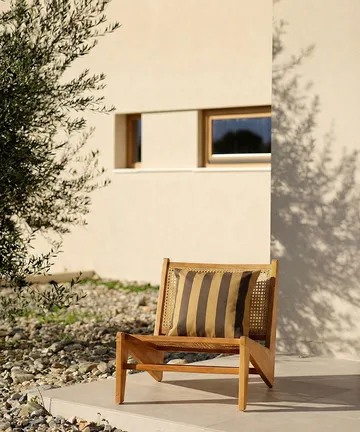 Coussin rayé Garden Glory - Jaune safran-brun, 50x50 cm - Garden Glory