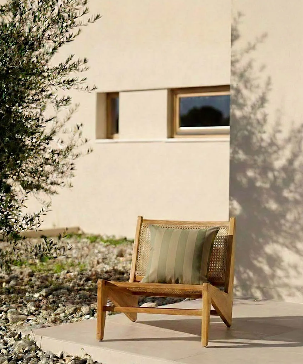 Coussin rayé Garden Glory, Vert eucalyptus-beige, 50x50 cm Garden Glory