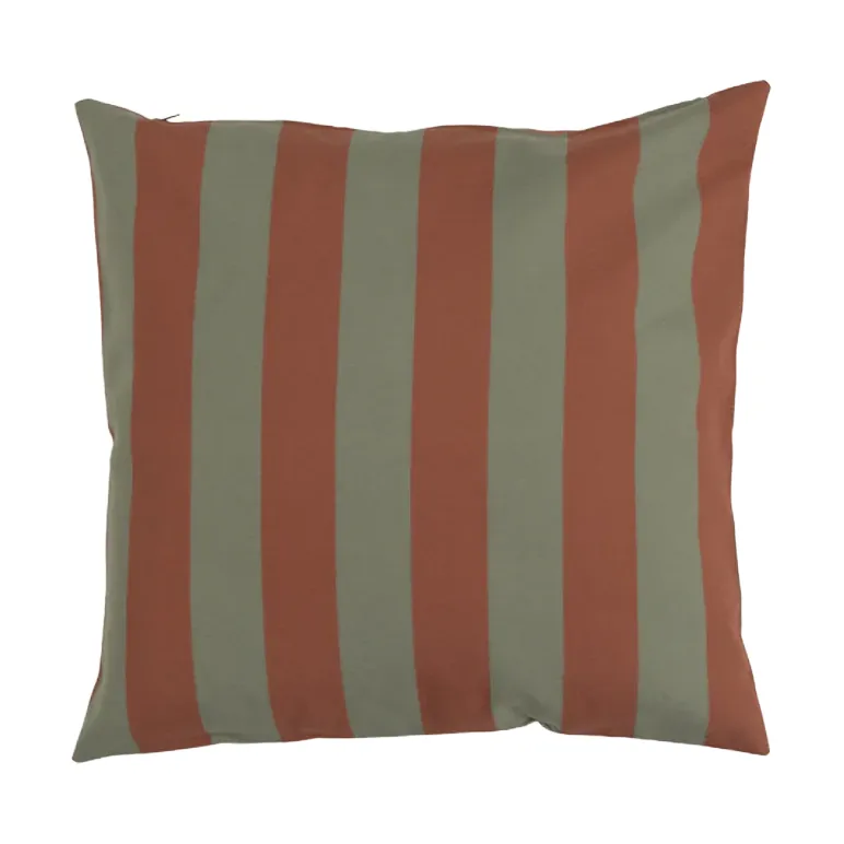 Coussin rayé Garden Glory, Vert eucalyptus-terracotta, 50x50 cm Garden Glory