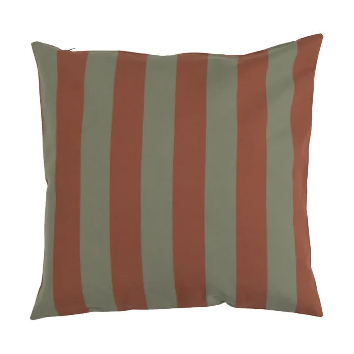 Coussin rayé Garden Glory - Vert eucalyptus-terracotta, 50x50 cm - Garden Glory
