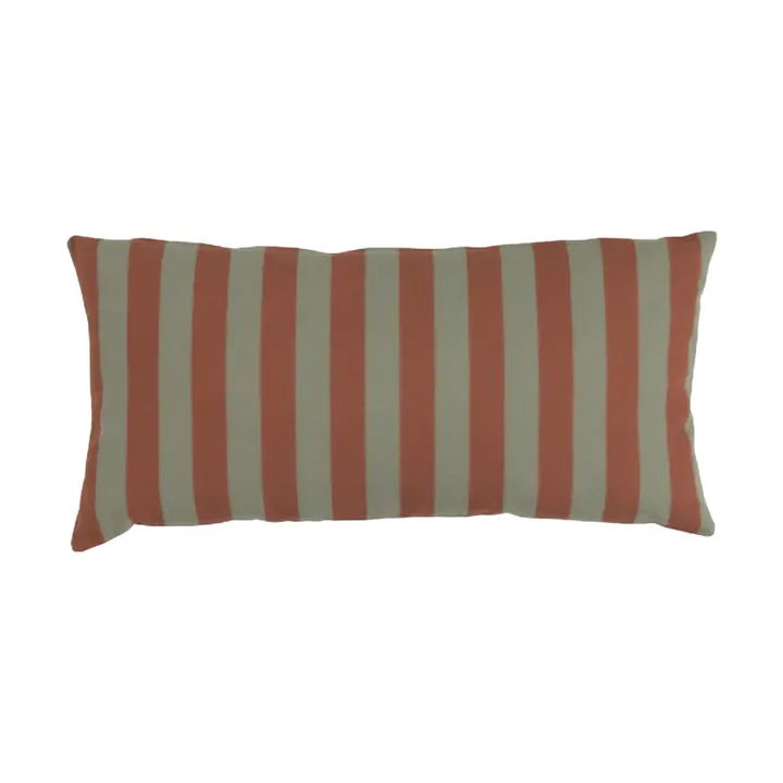 Coussin rayé Garden Glory - Vert eucalyptus–terracotta, 25×50 cm - Garden Glory