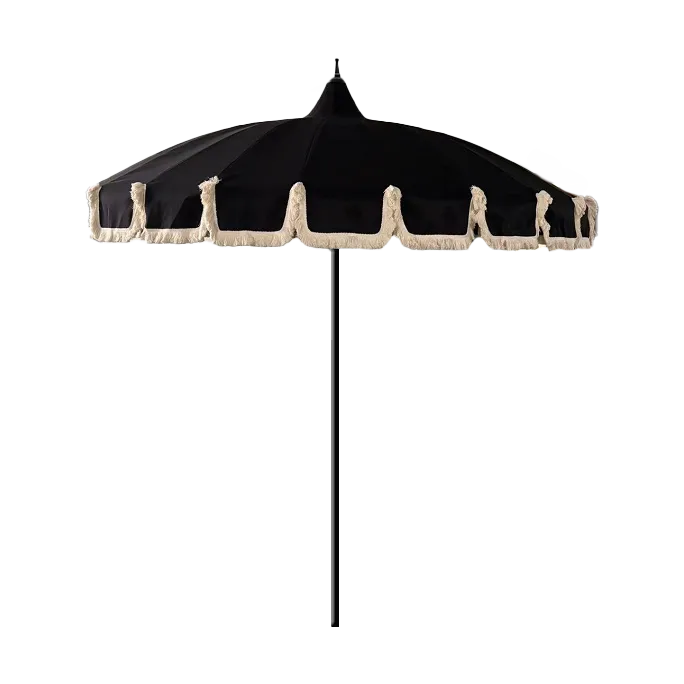 Parasol Garden Glory Outdoor, Black fringe Garden Glory