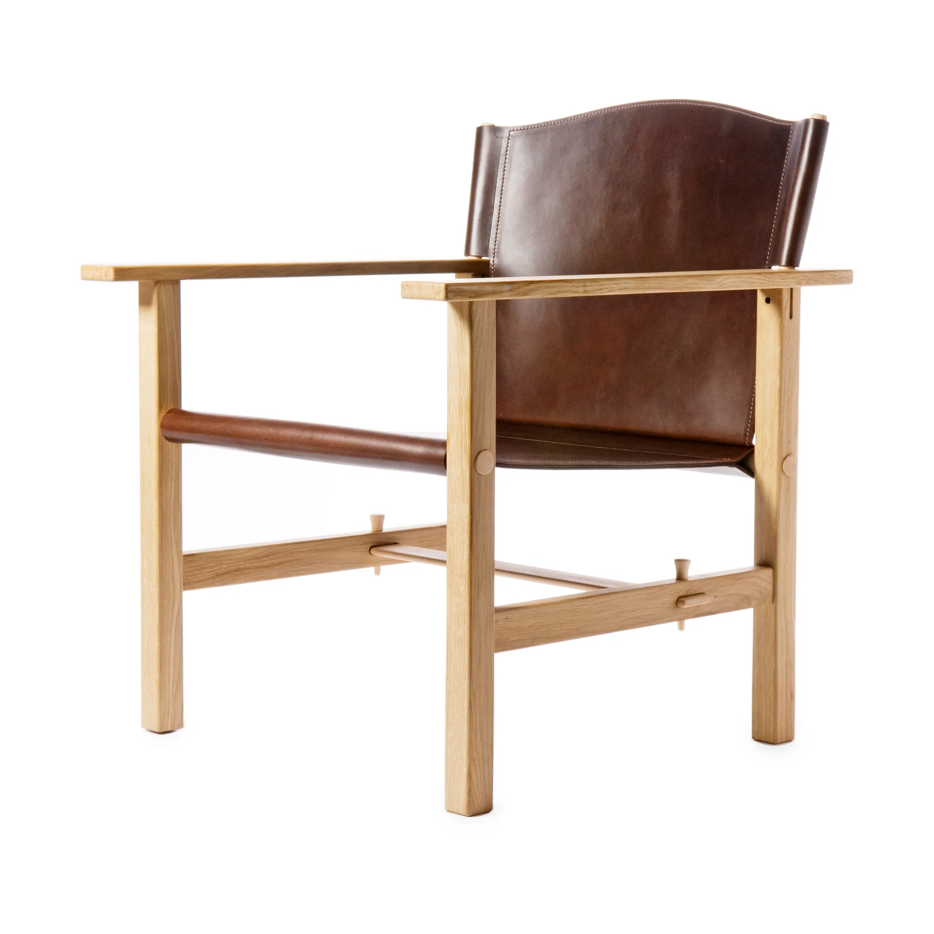 Fauteuil Ferdinand, Chêne non traité - cuir Tärnsjö marron foncé Gärsnäs