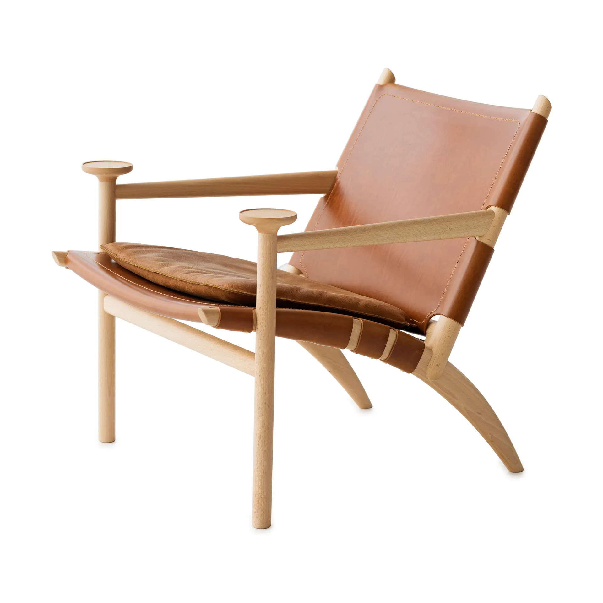 Fauteuil Hedwig, Hêtre-blanc-cuir Tärnsjö cognac Gärsnäs
