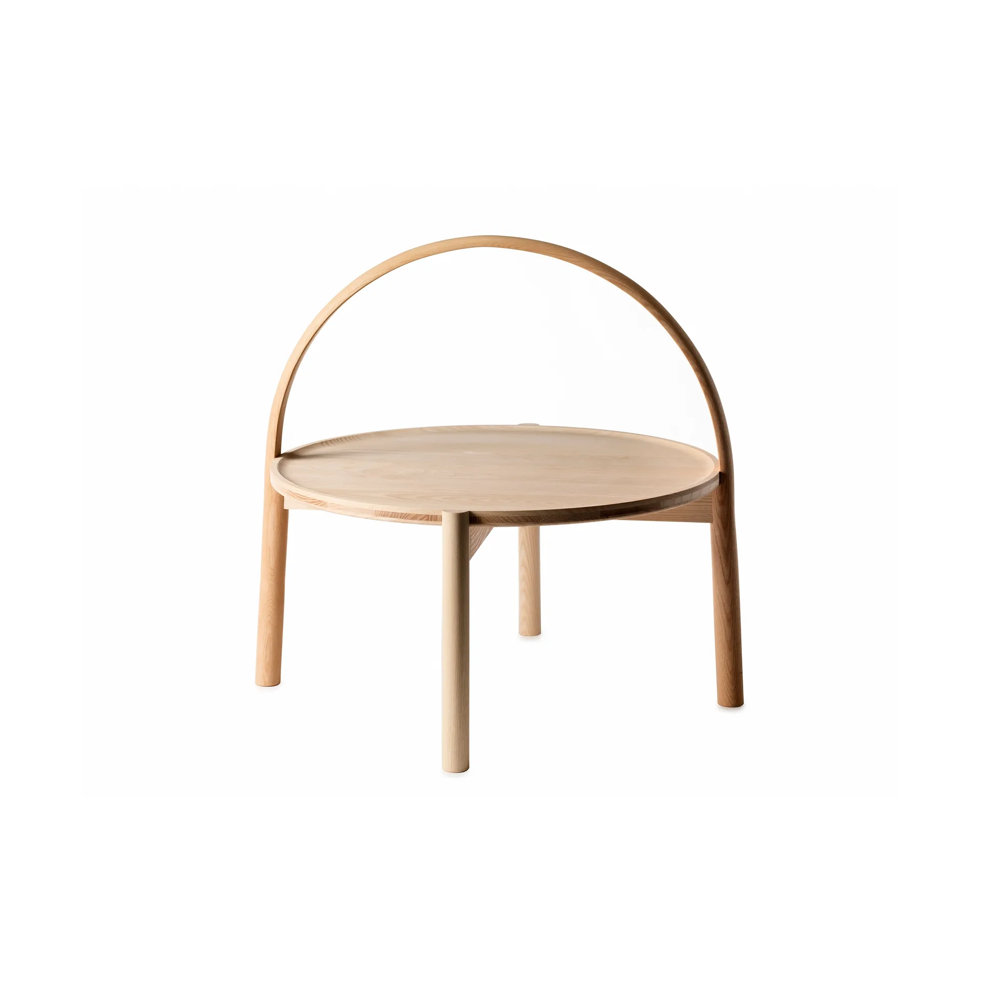 Table basse Elna, Frêne-blanc-Ø60 cm avec anse Gärsnäs