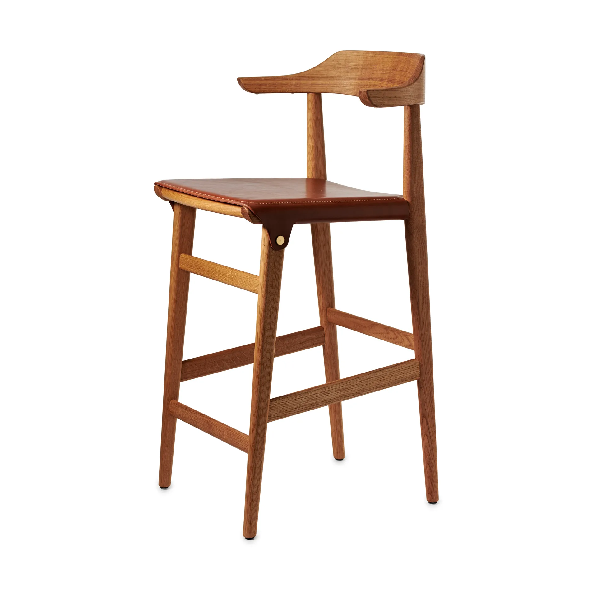 Tabouret de bar Hedda, Chêne-pure-cuir de Tärnsjö cognac Gärsnäs