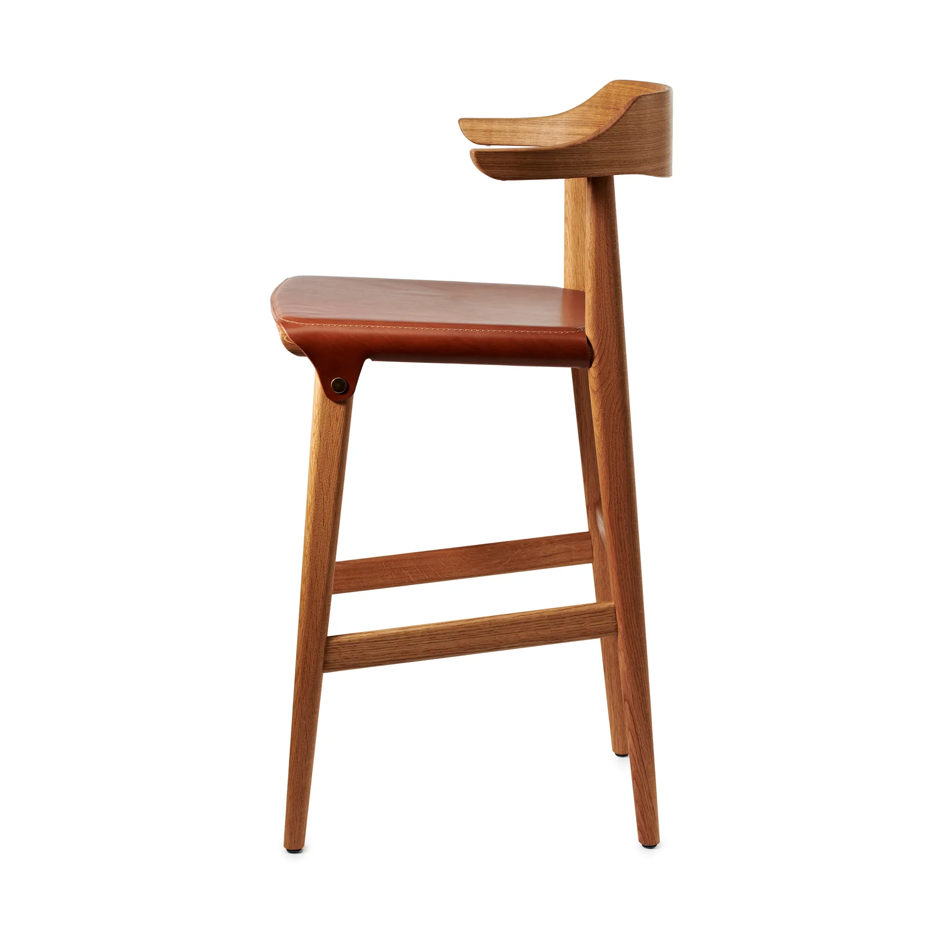 Tabouret de bar Hedda, Chêne-pure-cuir de Tärnsjö cognac Gärsnäs