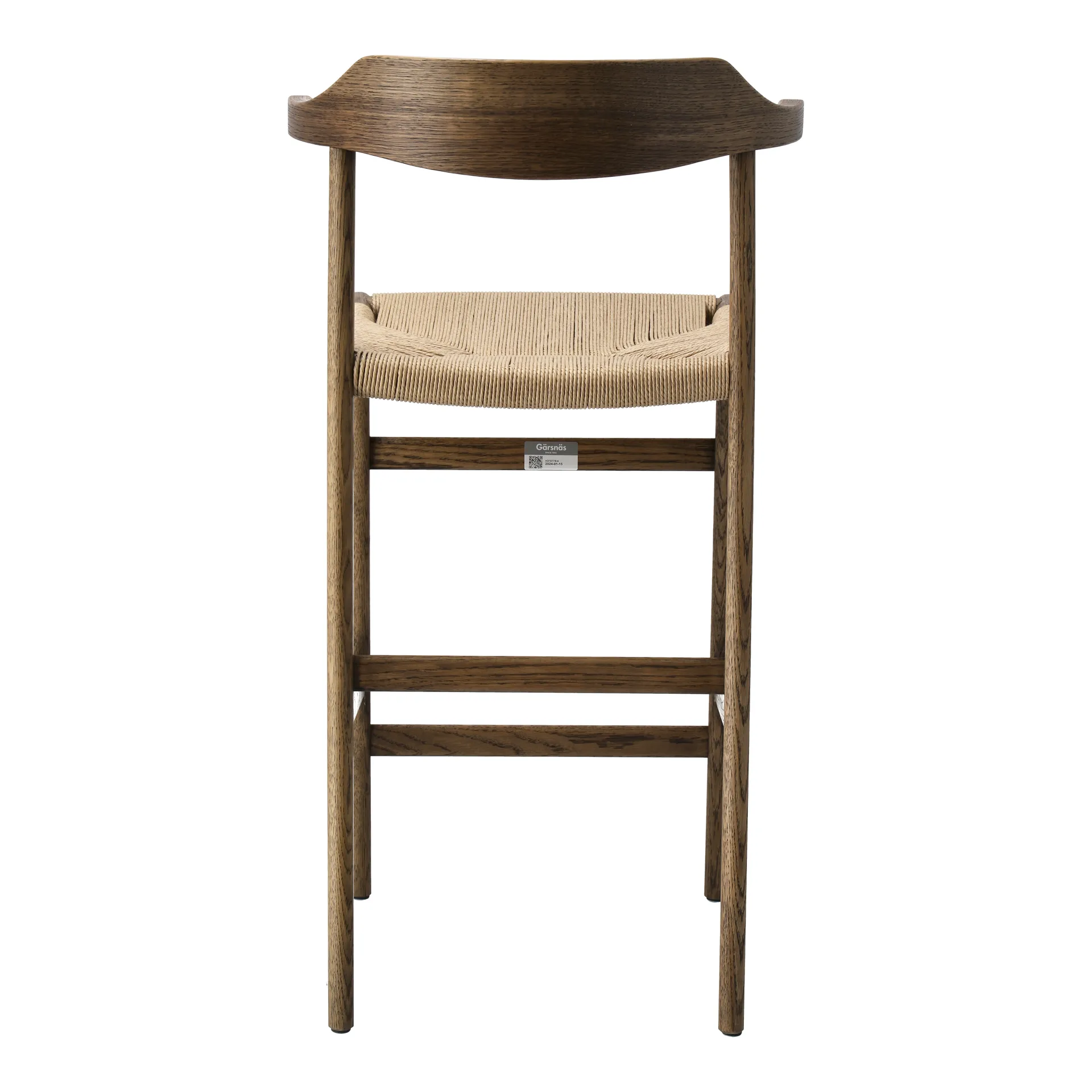 Tabouret de bar Hedda, Cordon de papier noir Chêne-nature Gärsnäs