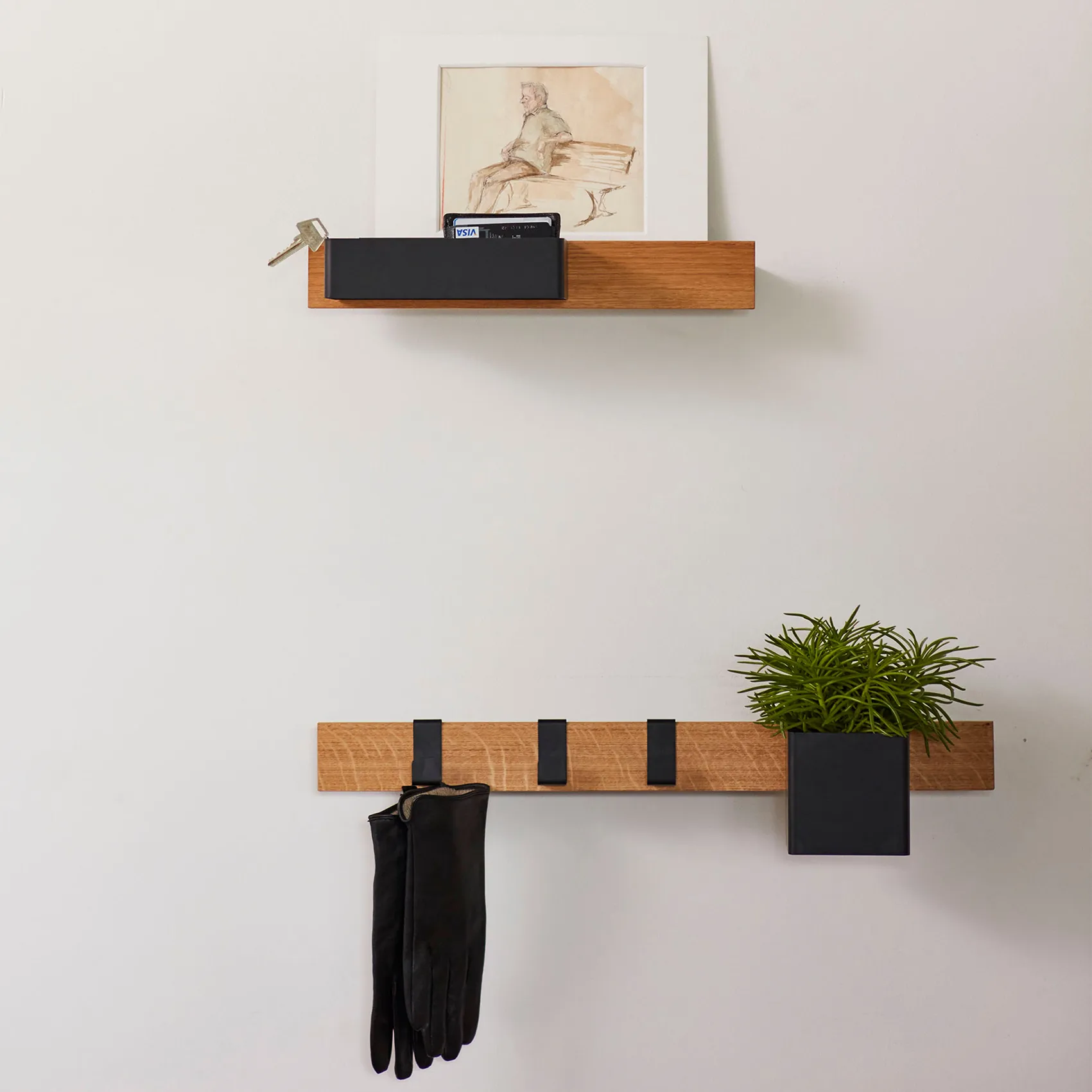 Étagère magnétique Flex Rail 40 cm, Chêne-noir Gejst
