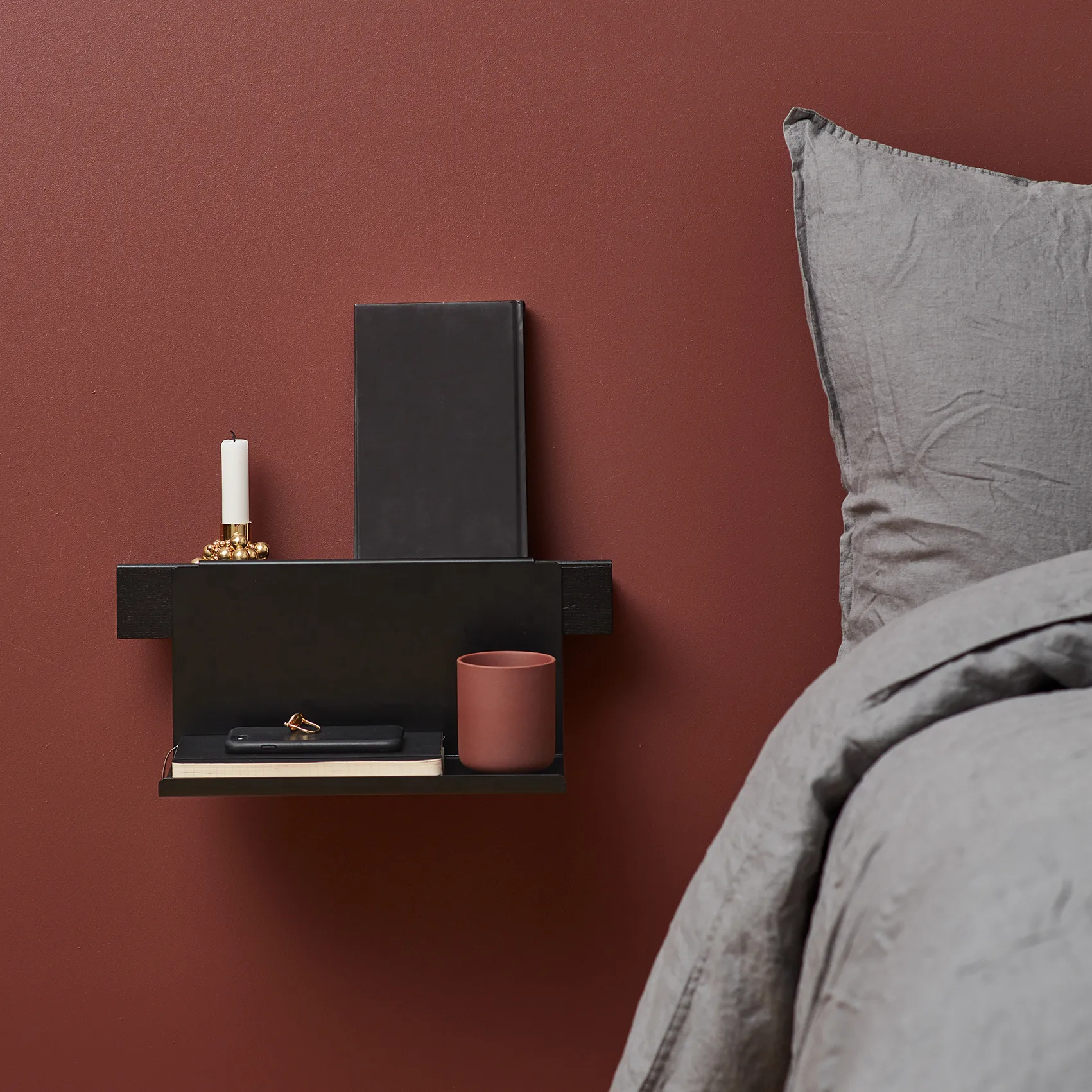 Étagère magnétique Flex Rail 40 cm, Chêne peint noir-noir Gejst
