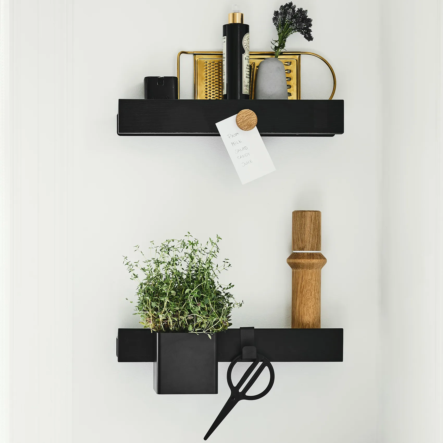 Étagère magnétique Flex Rail 40 cm, Chêne peint noir-noir Gejst