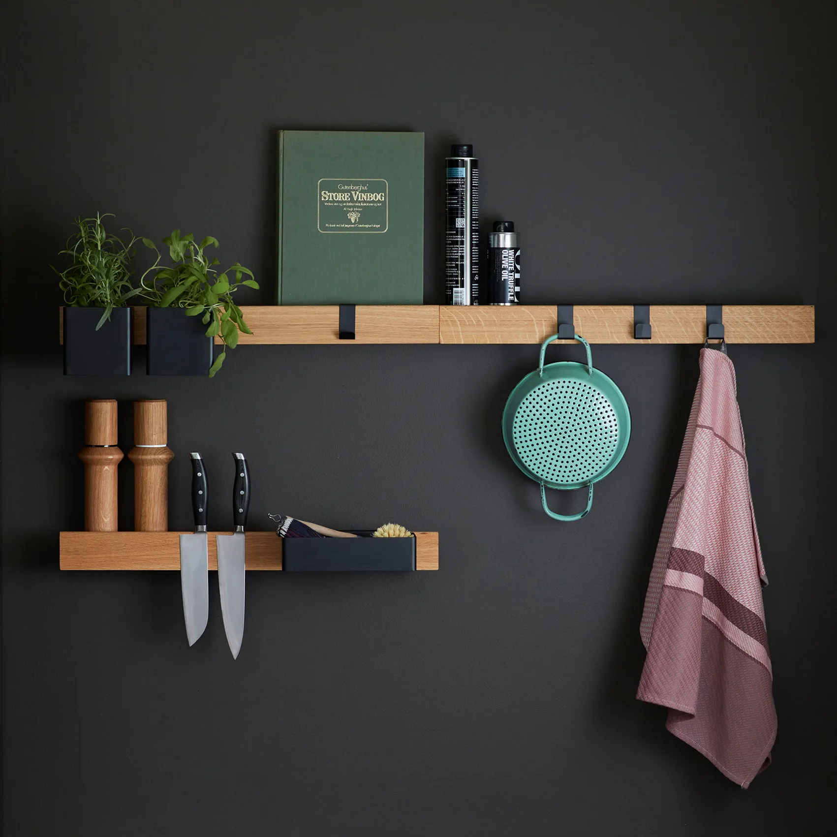 Étagère magnétique Flex Rail 60 cm, Chêne-noir Gejst