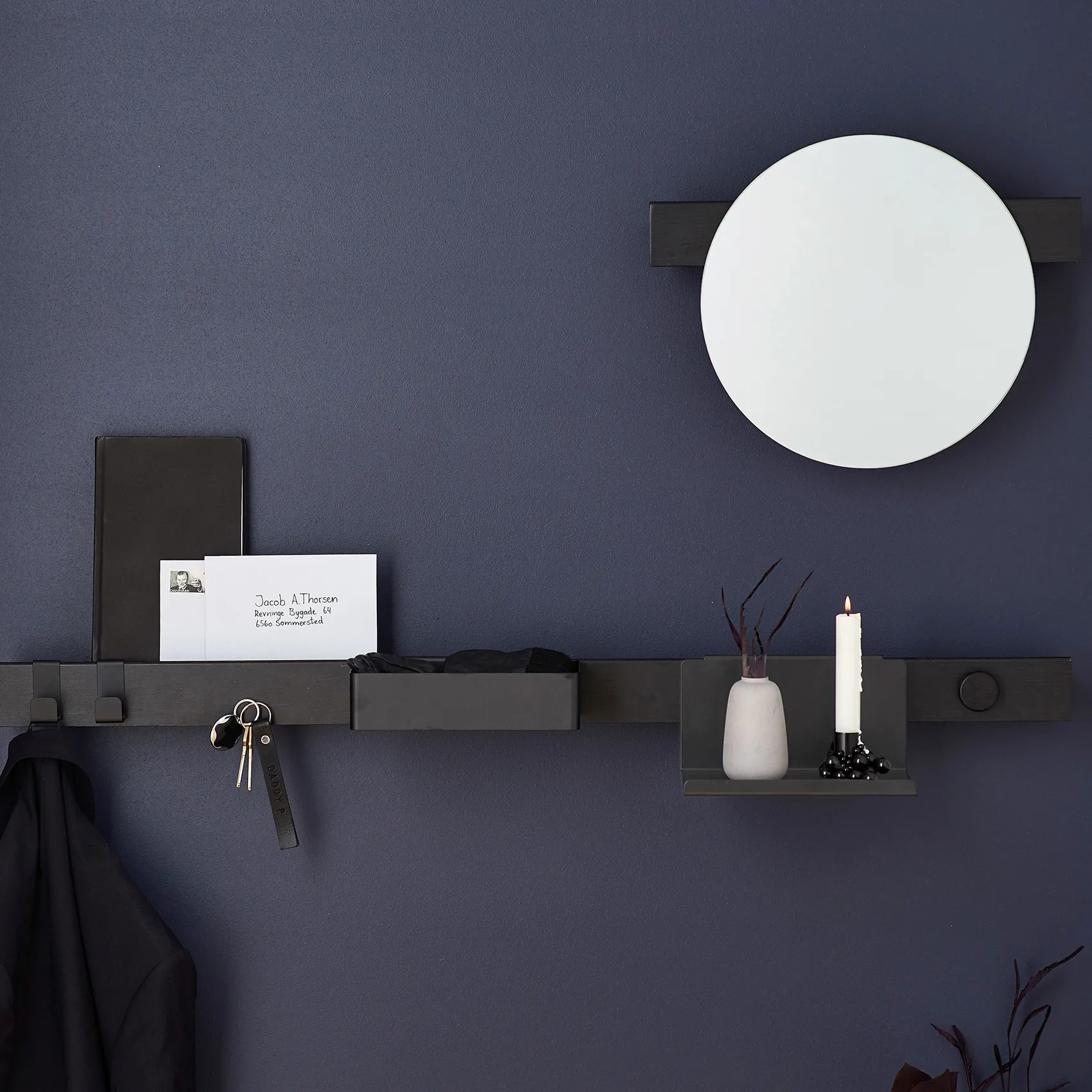 Étagère magnétique Flex Rail 60 cm, Chêne peint noir-noir Gejst
