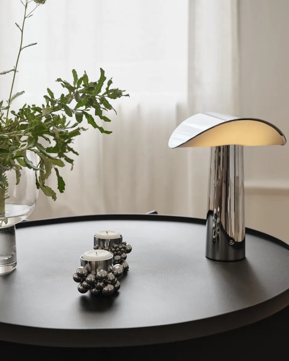 Lampe de table portable Lium 22,5 cm, Chrome Gejst