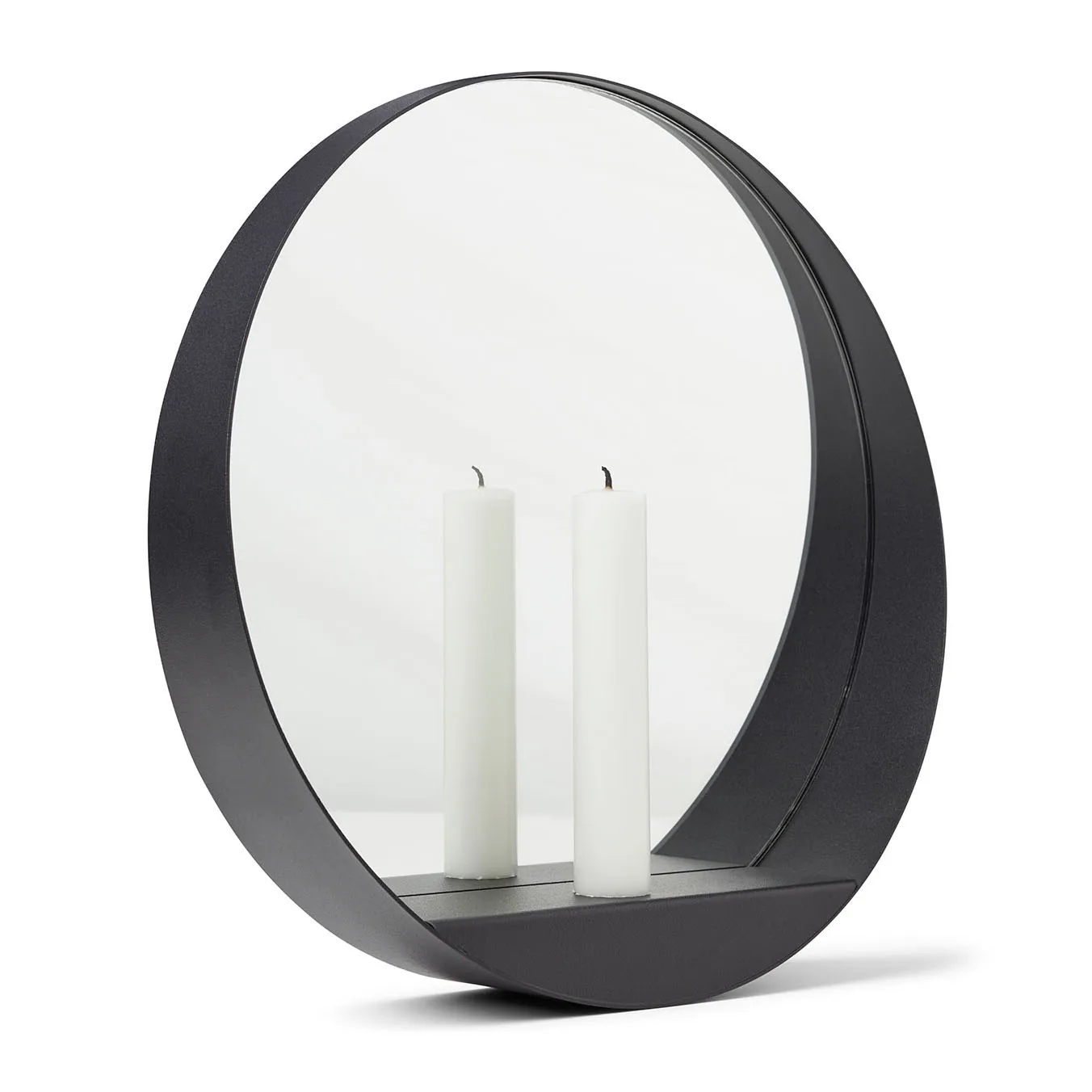 Miroir/Bougeoir Glim Ø28 cm, Noir Gejst