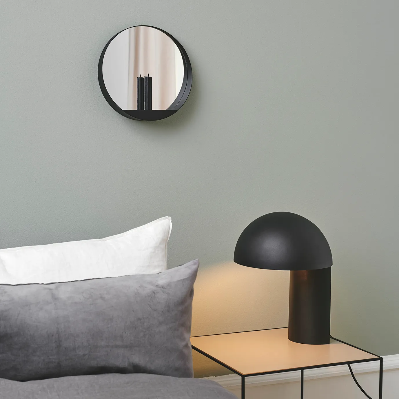 Miroir/Bougeoir Glim Ø28 cm, Noir Gejst