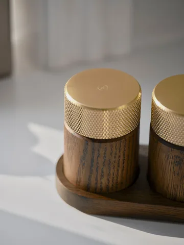 Moulin à sel et poivre Sina 6 cm - Frêne foncé – laiton - Gejst