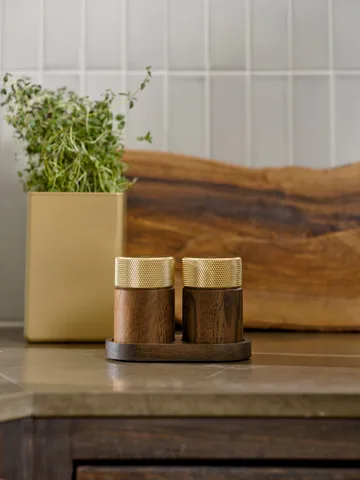 Moulin à sel et poivre Sina 6 cm - Frêne foncé – laiton - Gejst