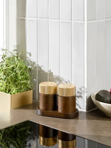 Moulin à sel et poivre Sina 6 cm - Frêne foncé – laiton - Gejst