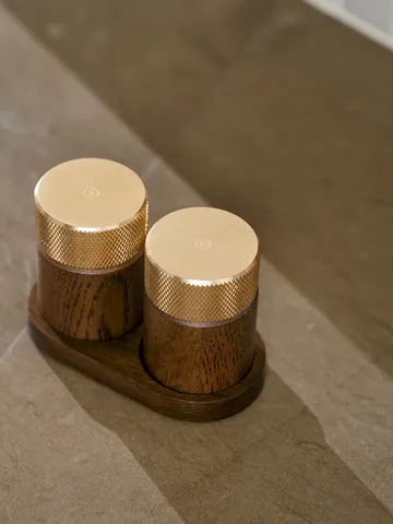 Moulin à sel et poivre Sina 6 cm - Frêne foncé – laiton - Gejst