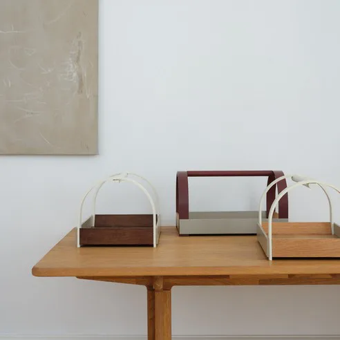 Plateau Kydo avec poignées 40,5x27x23,5 cm, Chêne – beige white Gejst