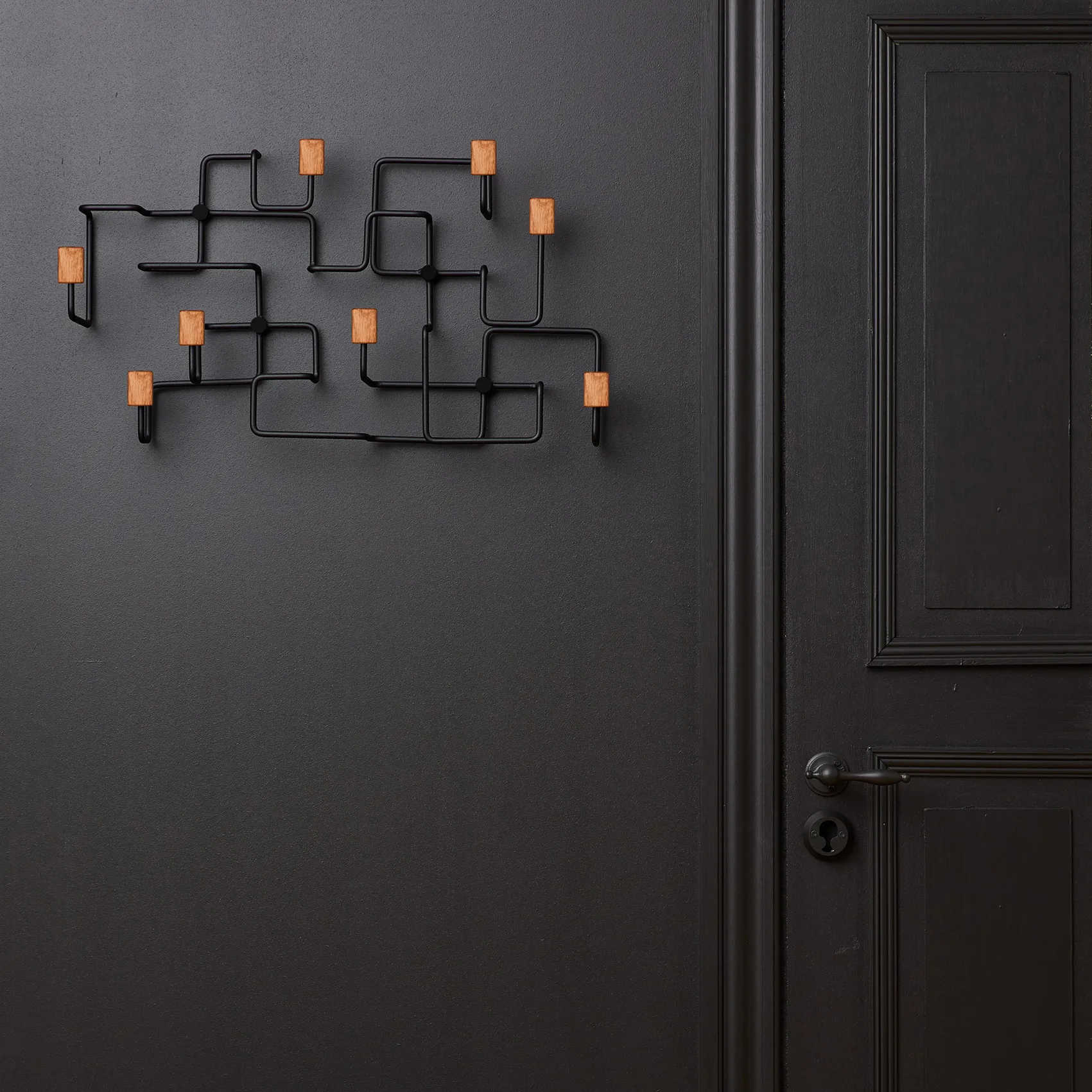 Porte vêtements Underground, Noir-chêne Gejst