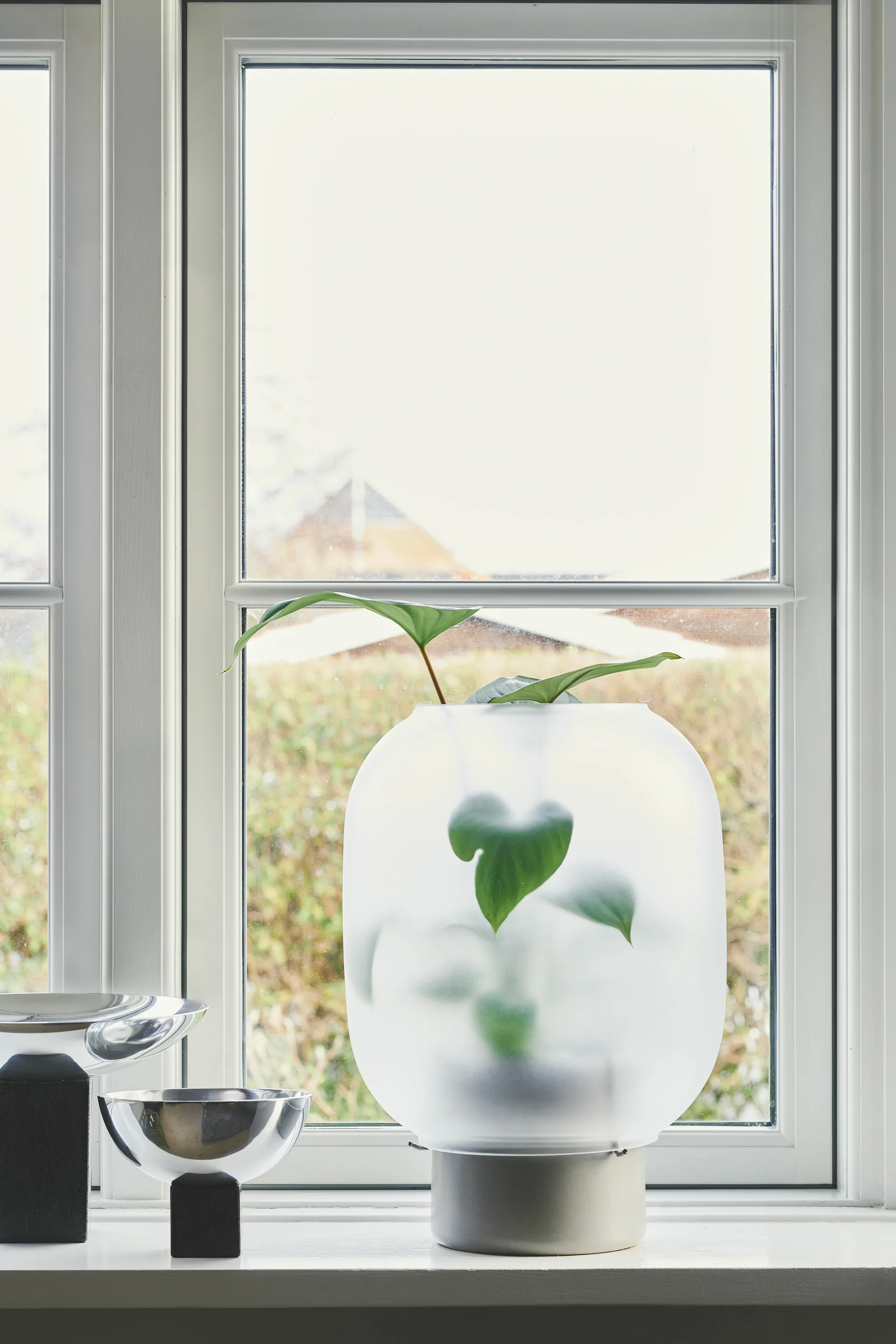 Pot en verre givré Nebl Ø26 cm, Gris Gejst